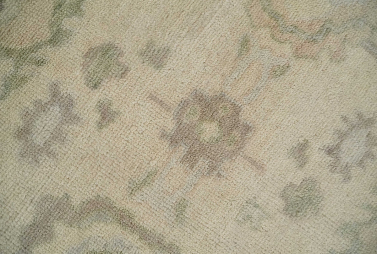 Custom Made Traditional Camel and Silver Antique Style Oushak Hand knotted Wool Area Rug.