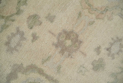 Custom Made Traditional Camel and Silver Antique Style Oushak Hand knotted Wool Area Rug.