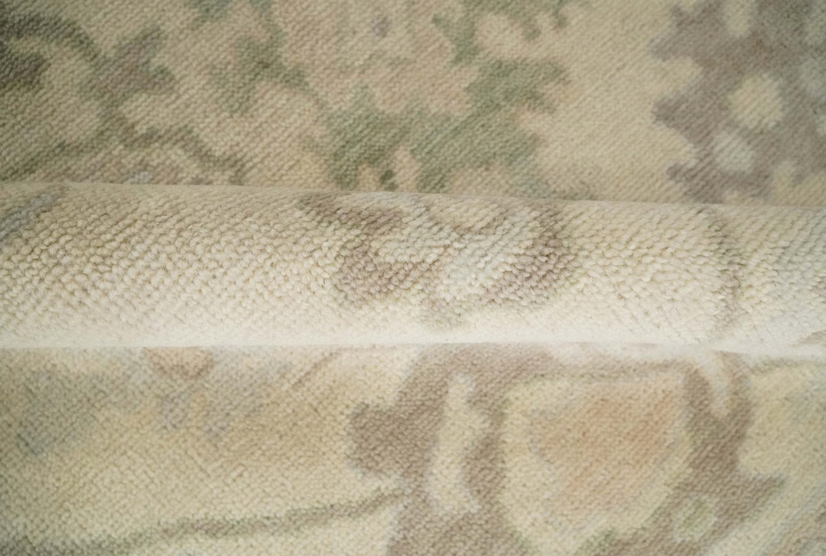 Custom Made Traditional Camel and Silver Antique Style Oushak Hand knotted Wool Area Rug.