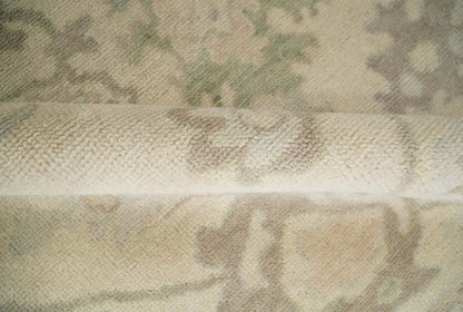 Custom Made Traditional Camel and Silver Antique Style Oushak Hand knotted Wool Area Rug.