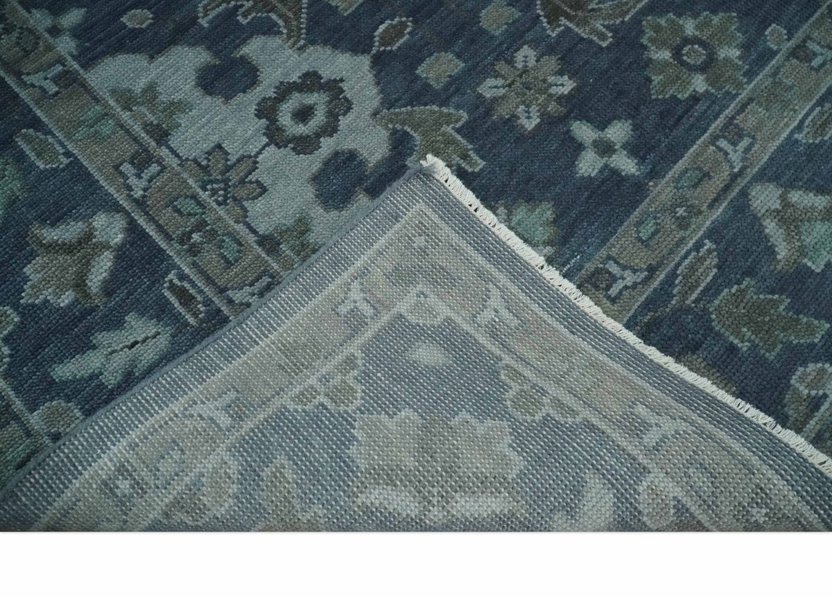 Custom Made Traditional Design Blue, Silver and Gray Hand knotted wool Area Rug.