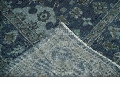 Custom Made Traditional Design Blue, Silver and Gray Hand knotted wool Area Rug.