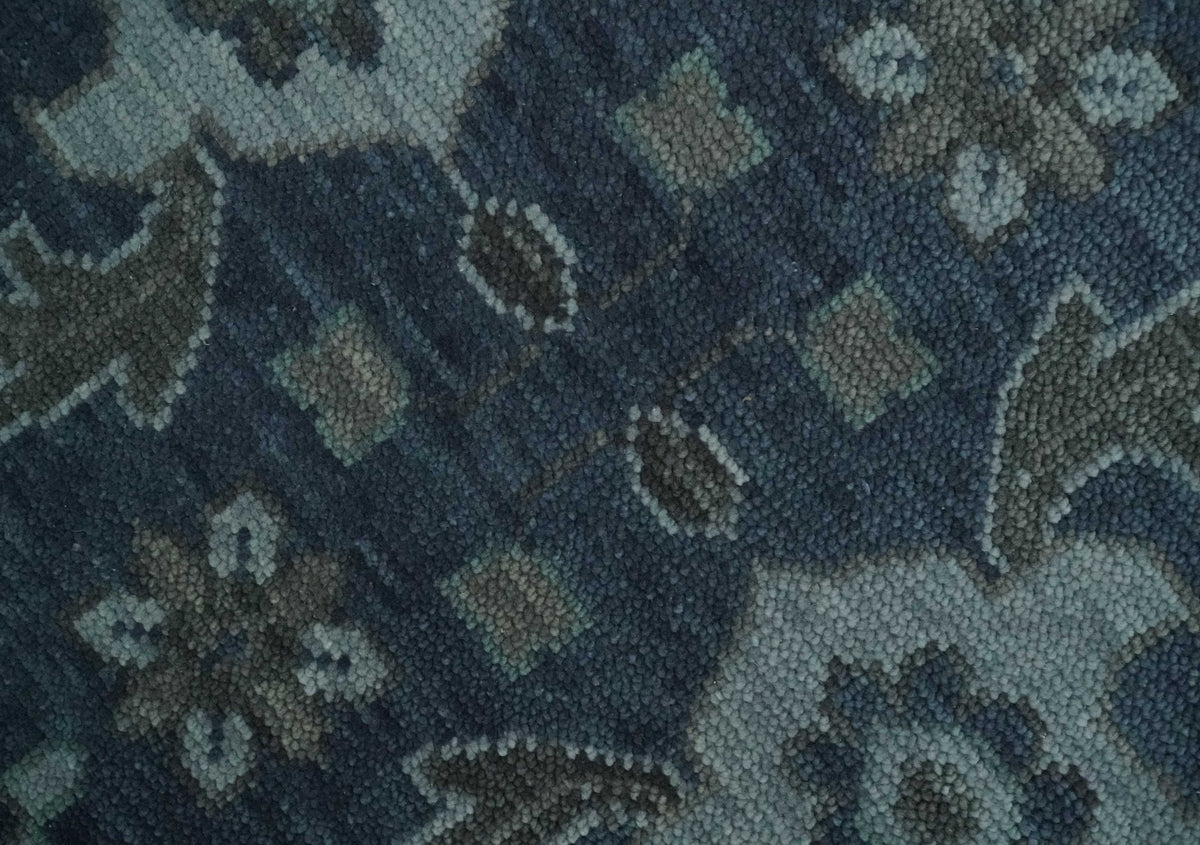 Custom Made Traditional Design Blue, Silver and Gray Hand knotted wool Area Rug.