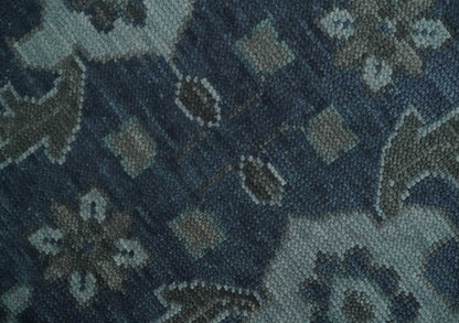 Custom Made Traditional Design Blue, Silver and Gray Hand knotted wool Area Rug.