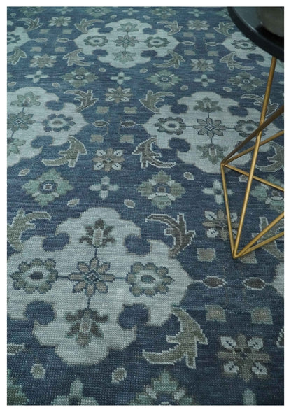 Custom Made Traditional Design Blue, Silver and Gray Hand knotted wool Area Rug.