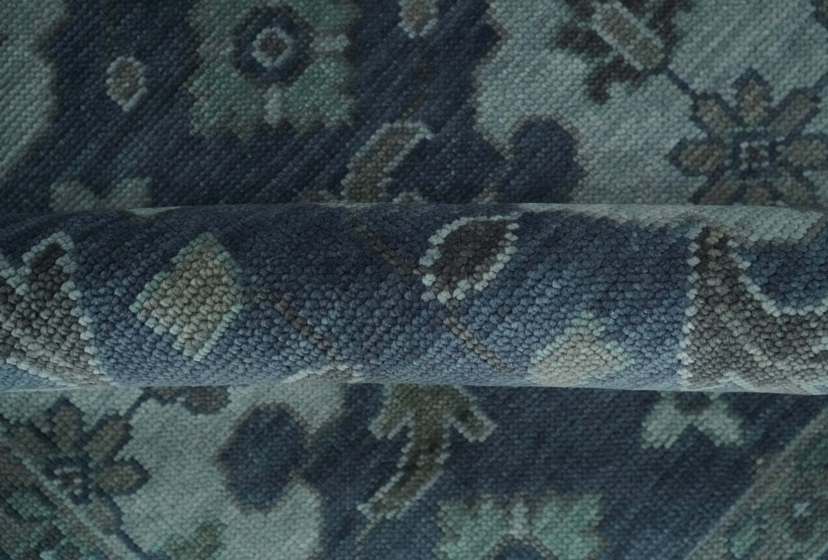 Custom Made Traditional Design Blue, Silver and Gray Hand knotted wool Area Rug.