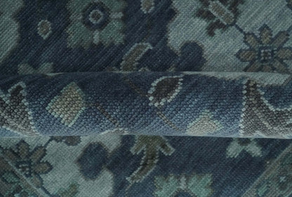 Custom Made Traditional Design Blue, Silver and Gray Hand knotted wool Area Rug.