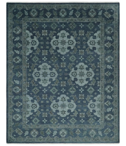 Custom Made Traditional Design Blue, Silver and Gray Hand knotted wool Area Rug.