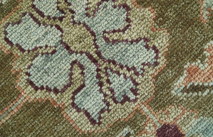 Custom Made Traditional Design Brown And Beige Hand Knotted wool area rug.