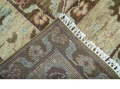 Custom Made Traditional Design Brown And Beige Hand Knotted wool area rug.