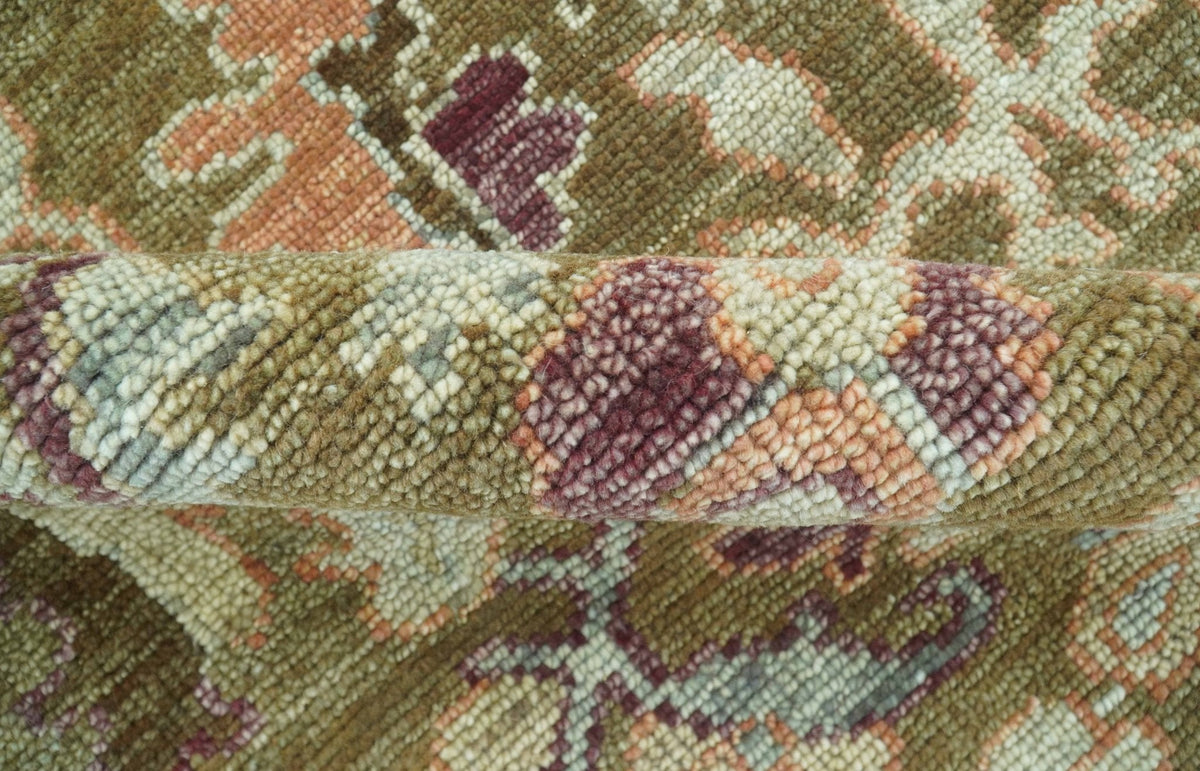 Custom Made Traditional Design Brown And Beige Hand Knotted wool area rug.