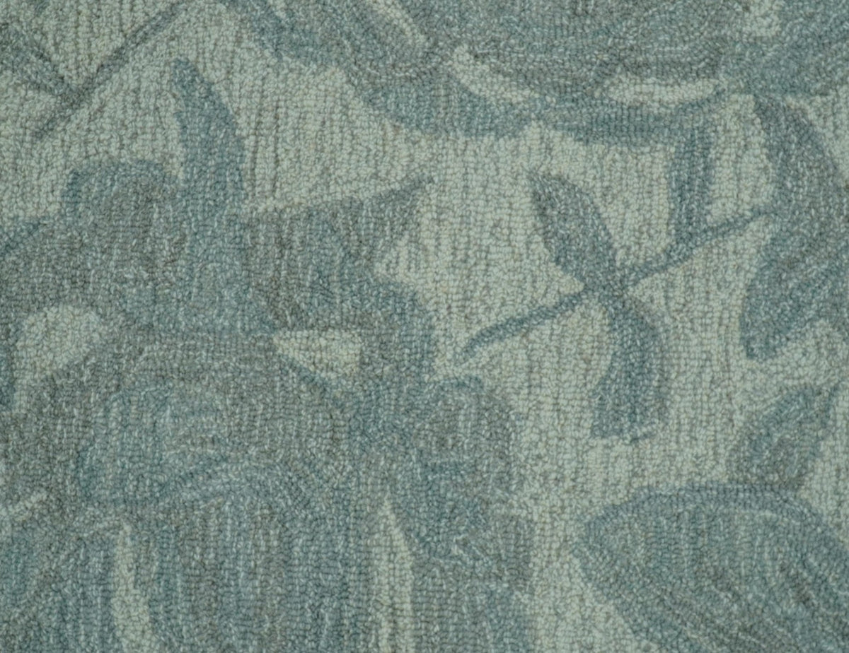 Custom Made Traditional Floral Design Silver And Blue Hand Tufted Wool Area Rug.