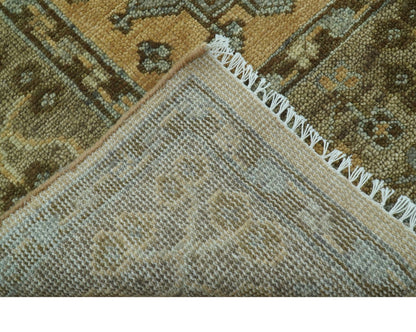 Custom Made Traditional Geometrical Design Peach And Silver Hand Knotted wool area rug.