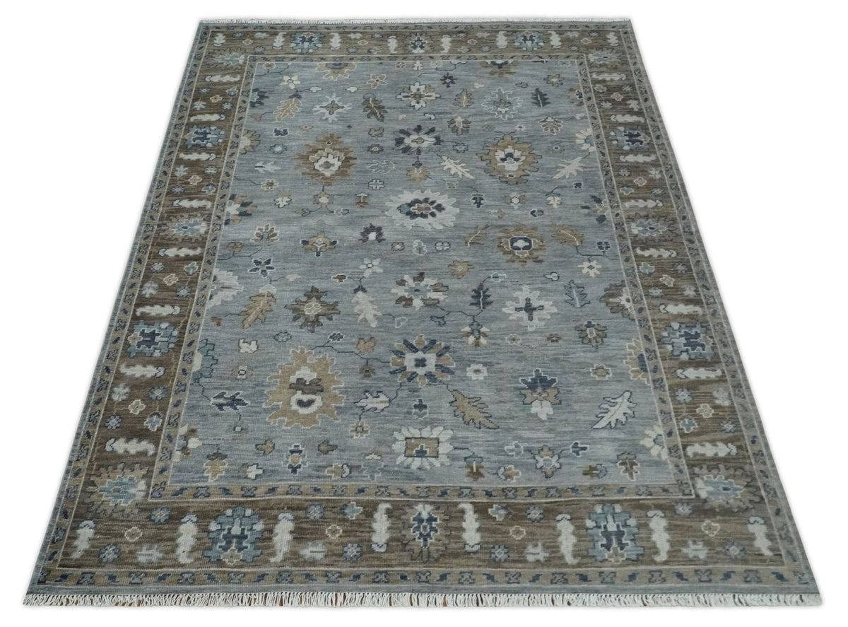 Custom Made Traditional Gray and Brown Multi Size Antique Style Hand knotted Wool Area Rug.