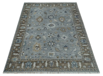Custom Made Traditional Gray and Brown Multi Size Antique Style Hand knotted Wool Area Rug.