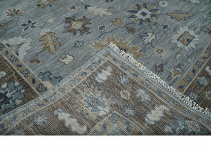 Custom Made Traditional Gray and Brown Multi Size Antique Style Hand knotted Wool Area Rug.