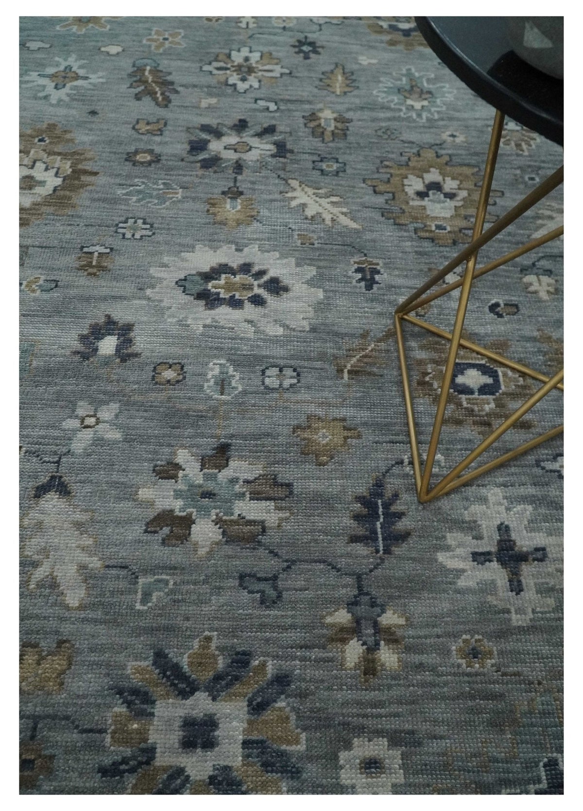 Custom Made Traditional Gray and Brown Multi Size Antique Style Hand knotted Wool Area Rug.