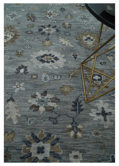 Custom Made Traditional Gray and Brown Multi Size Antique Style Hand knotted Wool Area Rug.