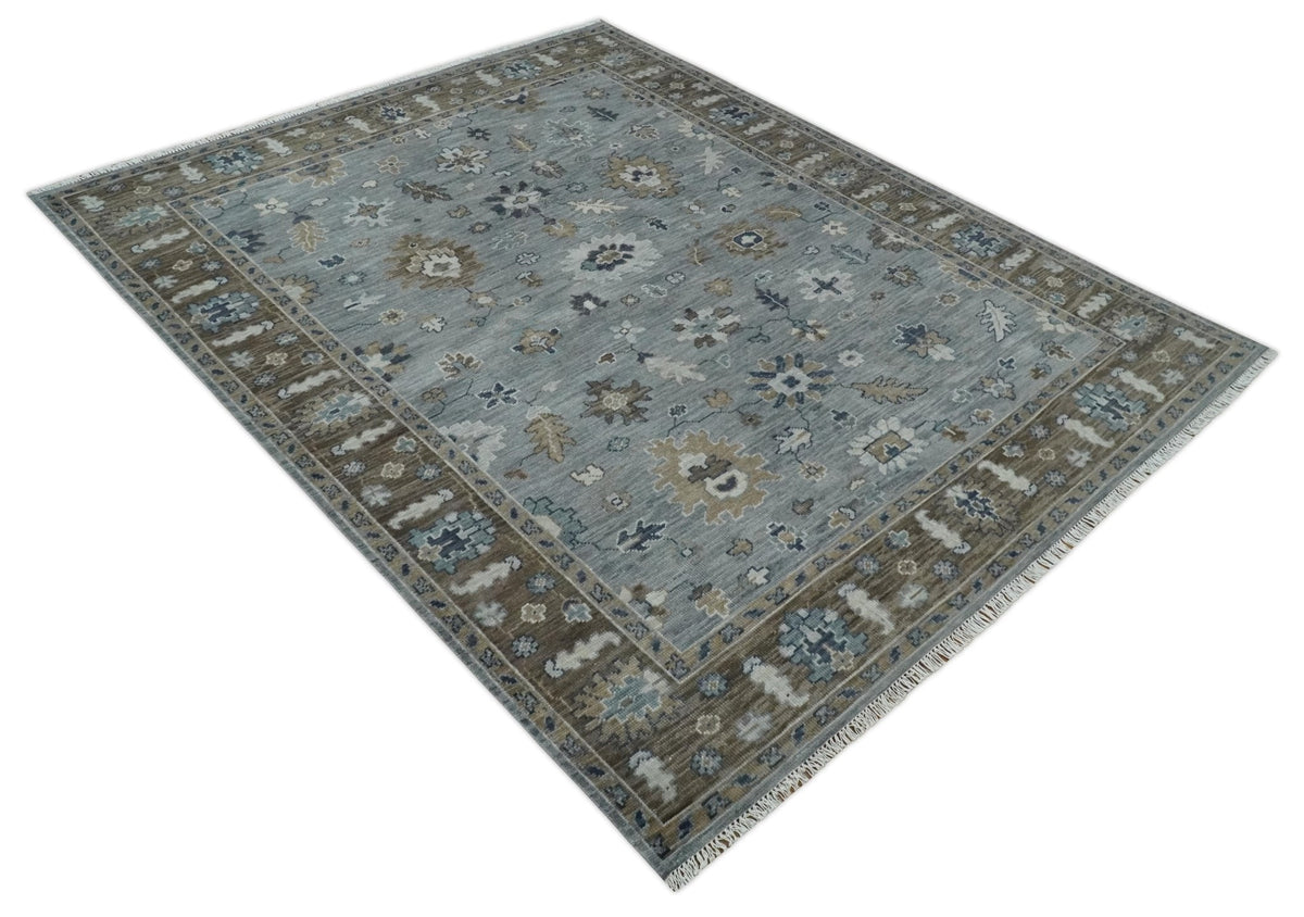 Custom Made Traditional Gray and Brown Multi Size Antique Style Hand knotted Wool Area Rug.