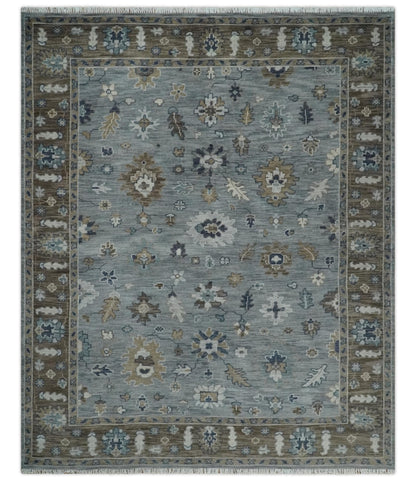 Custom Made Traditional Gray and Brown Multi Size Antique Style Hand knotted Wool Area Rug.