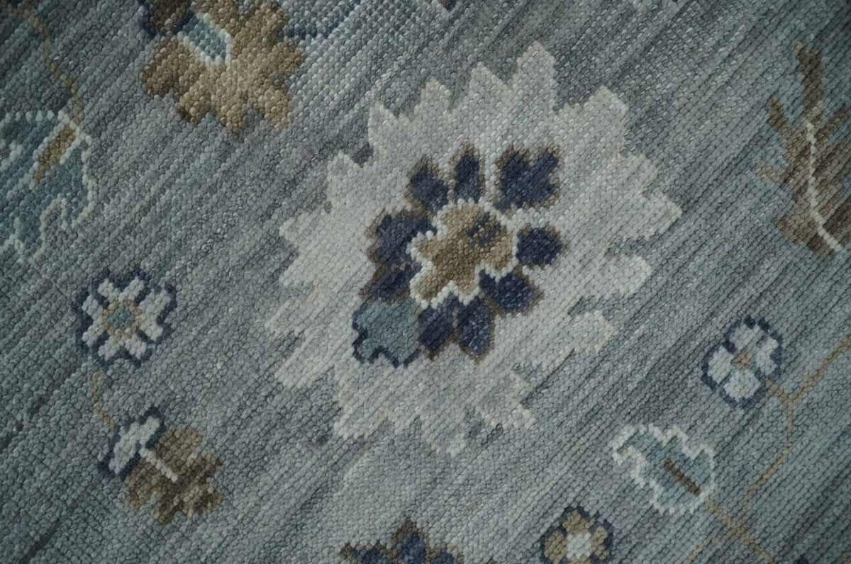 Custom Made Traditional Gray and Brown Multi Size Antique Style Hand knotted Wool Area Rug.