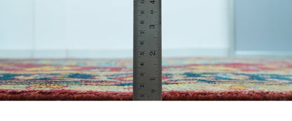 Custom Made Traditional Heriz Design Maroon And Olive Hand Knotted Wool Rug.