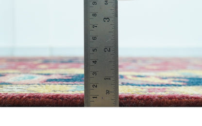 Custom Made Traditional Heriz Design Red And Green Hand Knotted Wool Rug.