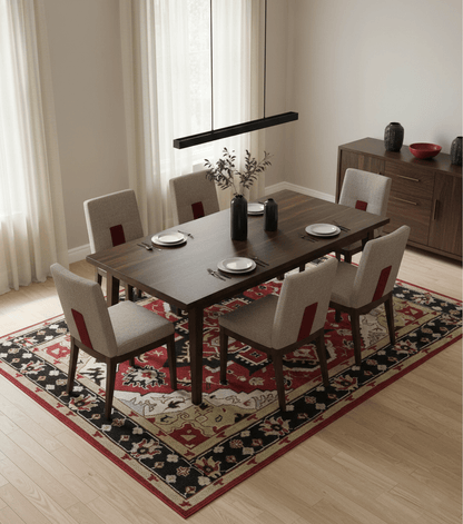 Custom Made Traditional Heriz Maroon, Olive and Black Floral Hand Knotted wool Rug.