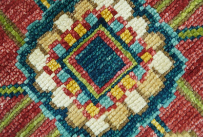 Custom Made Traditional Heriz Red And Ivory Hand Knotted Wool Rug.