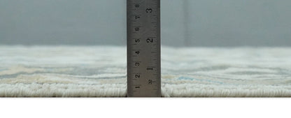 Custom Made Traditional Ivory and Charcoal Hand knotted Oushak Wool Area Rug.