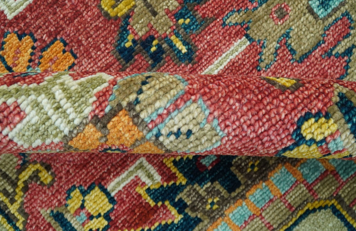 Custom Made Traditional Motifs Design Rust And Ivory Hand Knotted Wool Rug.