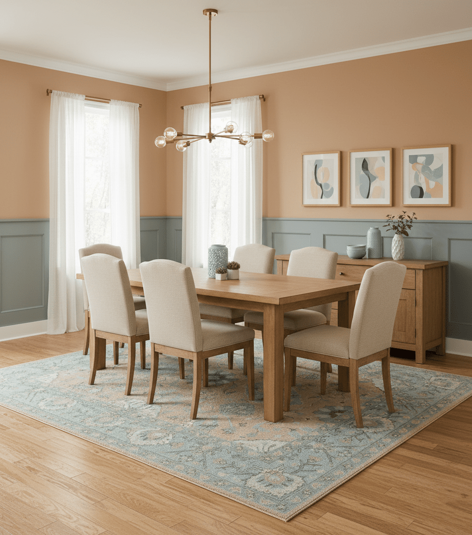 Custom Made Traditional Oriental Design Pink And Blue Hand Tufted Wool Area Rug.