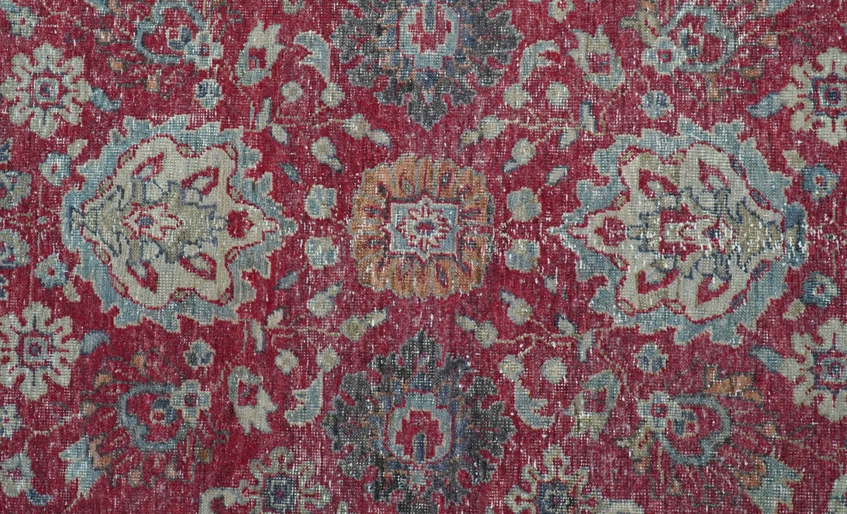Custom Made Traditional Oriental Design Red And Blue Hand Knotted Wool Area Rug.