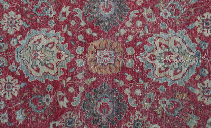 Custom Made Traditional Oriental Design Red And Blue Hand Knotted Wool Area Rug.