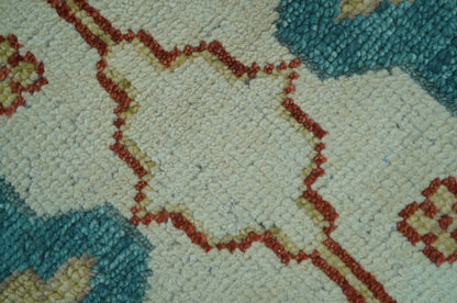 Custom Made Traditional Oriental Oushak Ivory And Blue Hand Knotted Wool Rug.