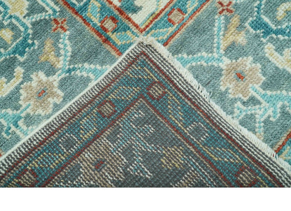 Custom Made Traditional Oriental Oushak Ivory And Blue Hand Knotted Wool Rug.