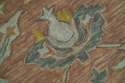 Custom Made Traditional Oriental Rust And Ivory Hand Tufted Wool Area Rug.