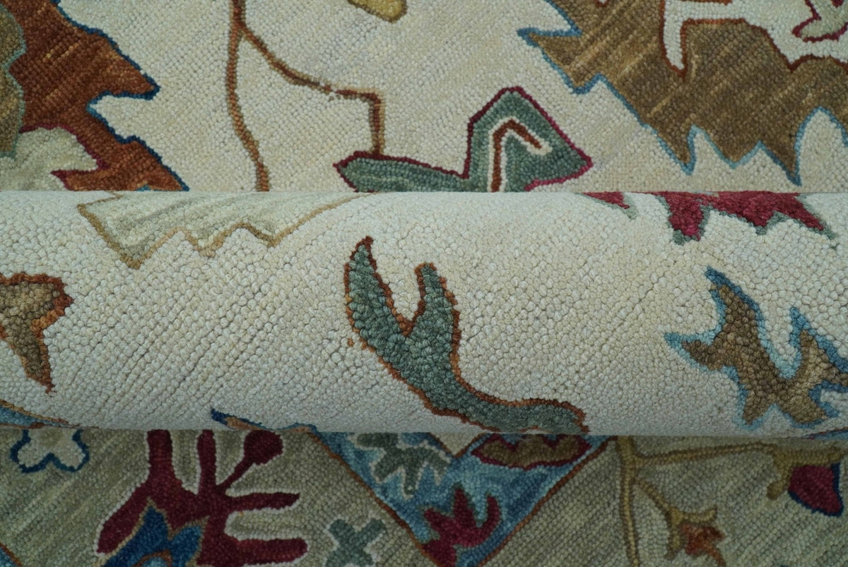 Custom Made Traditional Oushak Blue And Beige Hand Tufted Wool Rug.