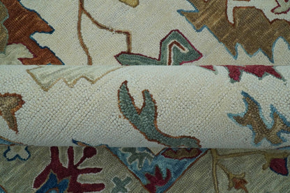 Custom Made Traditional Oushak Blue And Beige Hand Tufted Wool Rug.