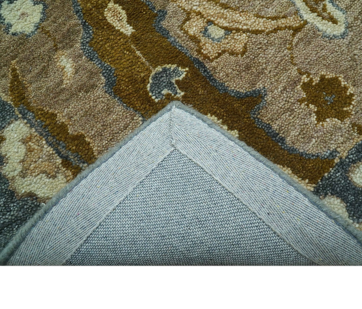 Custom Made Traditional Oushak Brown Hand Tufted Wool Area Rug.