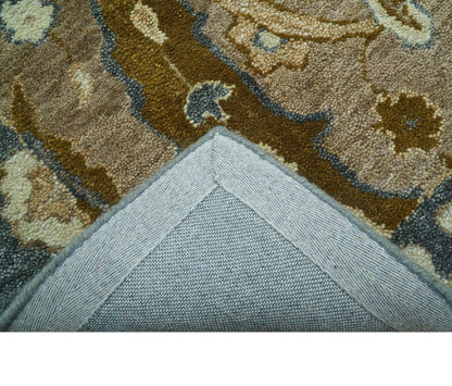 Custom Made Traditional Oushak Brown Hand Tufted Wool Area Rug.