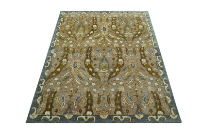 Custom Made Traditional Oushak Brown Hand Tufted Wool Area Rug.