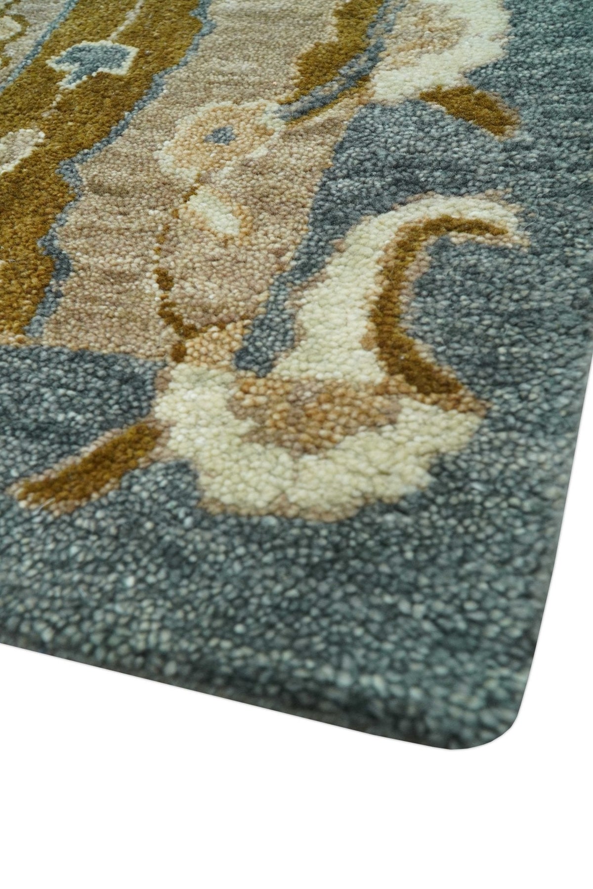 Custom Made Traditional Oushak Brown Hand Tufted Wool Area Rug.