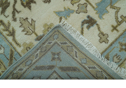 Custom Made Traditional Oushak Design Blue Hand Knotted Wool Area Rug.