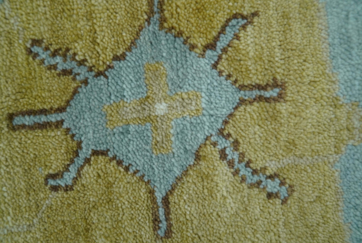 Custom Made Traditional Oushak Design Blue Hand Knotted Wool Area Rug.