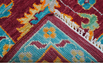 Custom Made Traditional Oushak Design Maroon Hand Knotted Wool Area Rug.