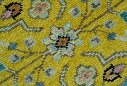 Custom Made Traditional Oushak Design mustard Hand Knotted Wool Area Rug.