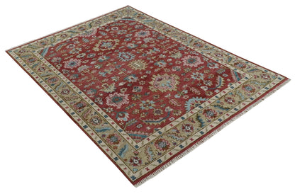 Custom Made Traditional Oushak Rust, Beige and Teal Hand knotted wool Area Rug.
