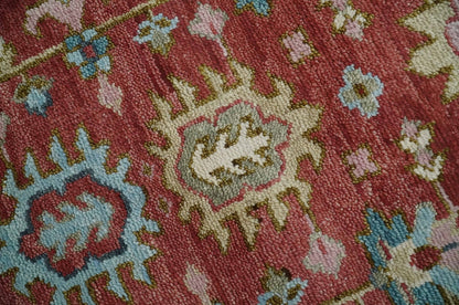 Custom Made Traditional Oushak Rust, Beige and Teal Hand knotted wool Area Rug.