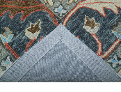 Custom Made Traditional Oushak Silver Hand Tufted Wool Area Rug.